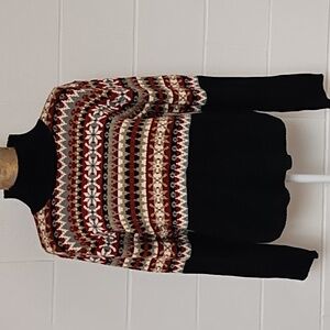 Vintage XL Faded Glory Fair Isle Cotton Blend Mock Turtleneck Soft Sweater